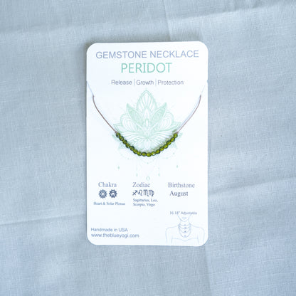 Dainty Peridot and Sterling silver Necklace - August Birthstone