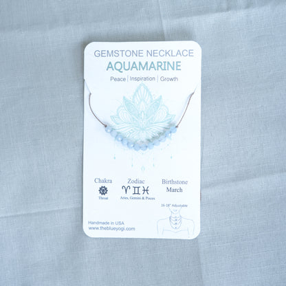 Dainty Aquamarine and Sterling silver Necklace - March Birthstone