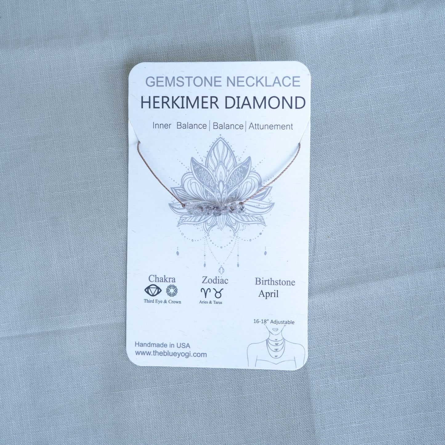 Dainty Herkimer Diamond and Sterling silver Necklace - April Birthstone