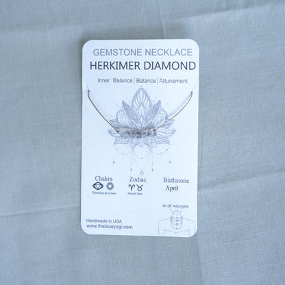 Dainty Herkimer Diamond and Sterling silver Necklace - April Birthstone