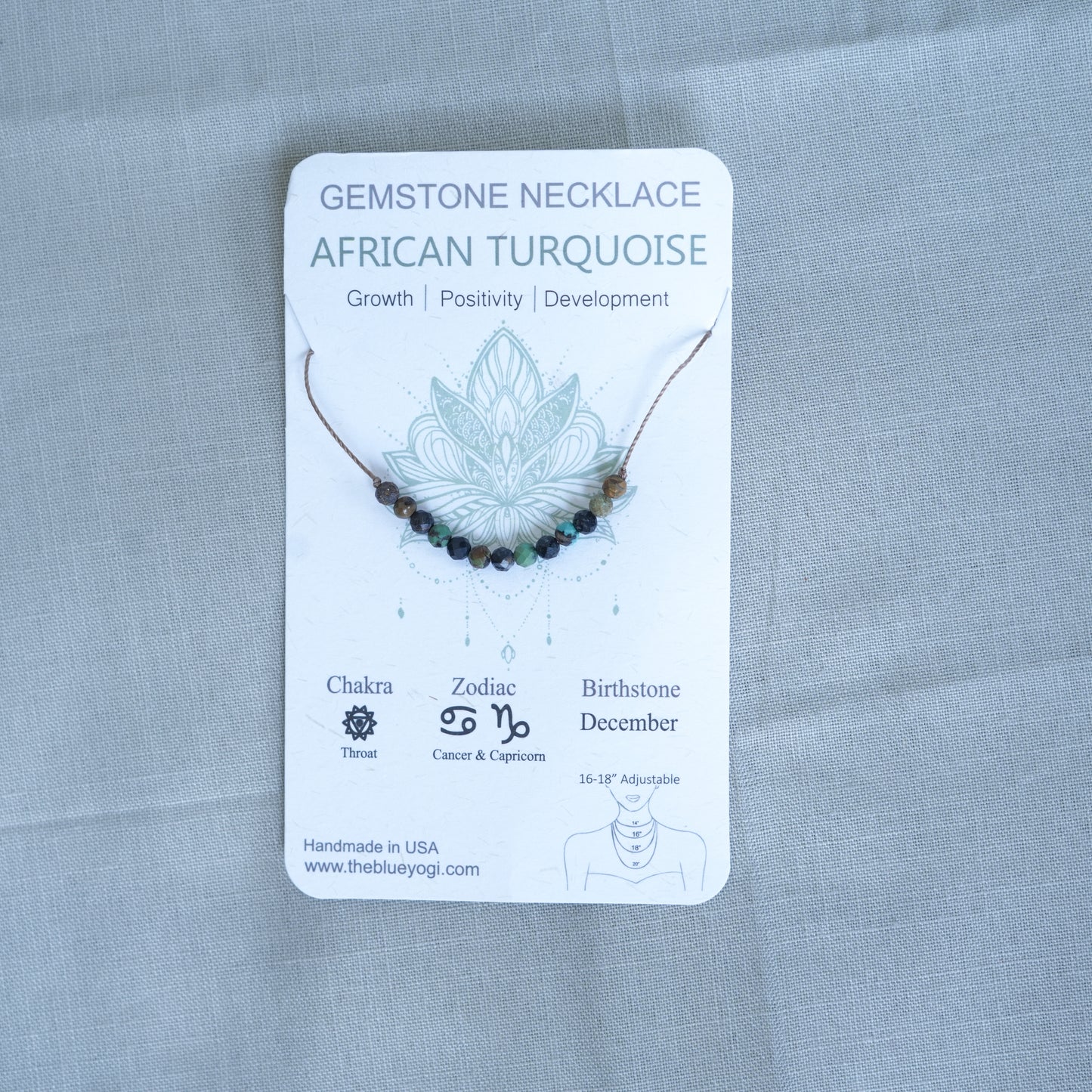 Dainty African Turquoise and Sterling silver Necklace - December Birthstone