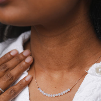 Dainty Aquamarine and Sterling silver Necklace - March Birthstone