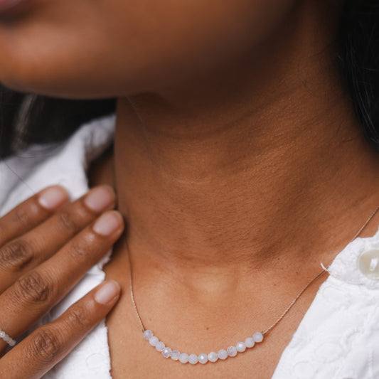 Dainty Aquamarine and Sterling silver Necklace - March Birthstone