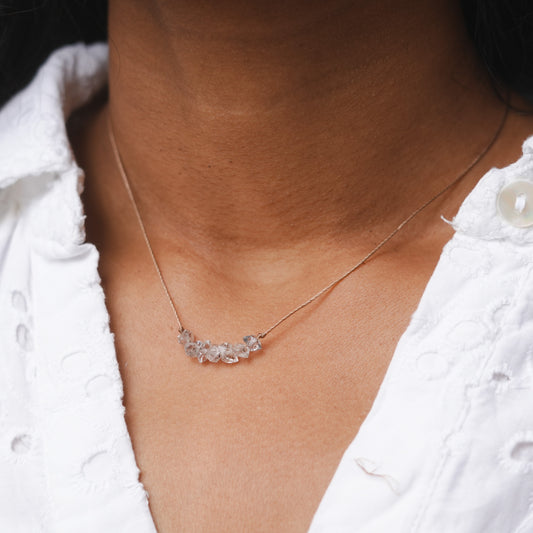 Dainty Herkimer Diamond and Sterling silver Necklace - April Birthstone