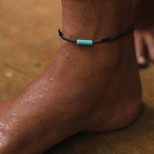 Turquoise - Crystal Bar Anklet - Adjustable