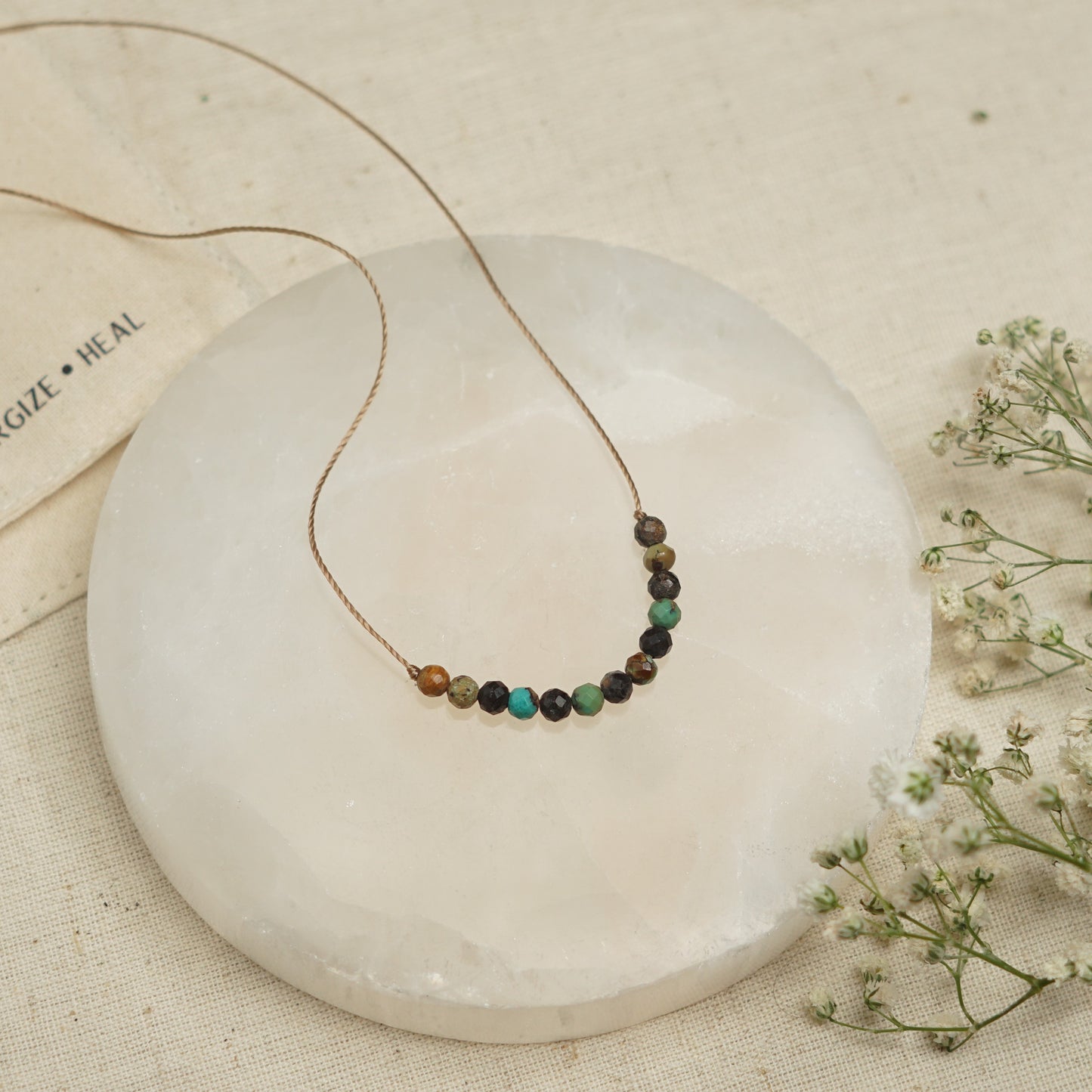 Dainty African Turquoise and Sterling silver Necklace - December Birthstone