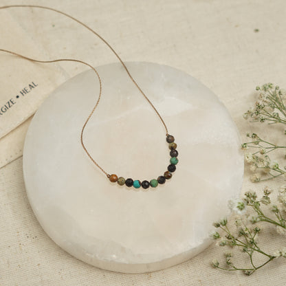 Dainty African Turquoise and Sterling silver Necklace - December Birthstone