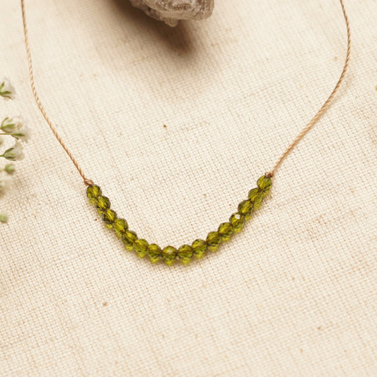 Dainty Peridot and Sterling silver Necklace - August Birthstone