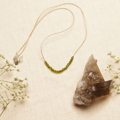 Dainty Peridot and Sterling silver Necklace - August Birthstone
