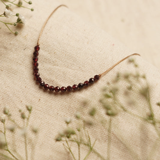 Dainty Garnet and Sterling silver Necklace - January Birthstone