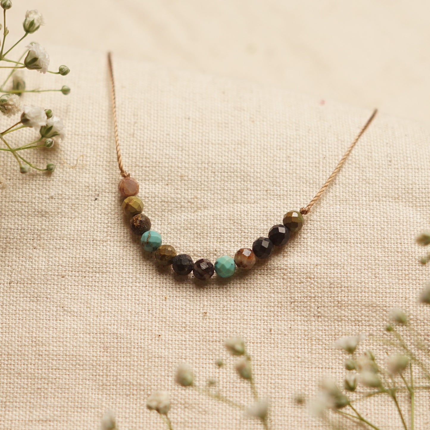Dainty African Turquoise and Sterling silver Necklace - December Birthstone