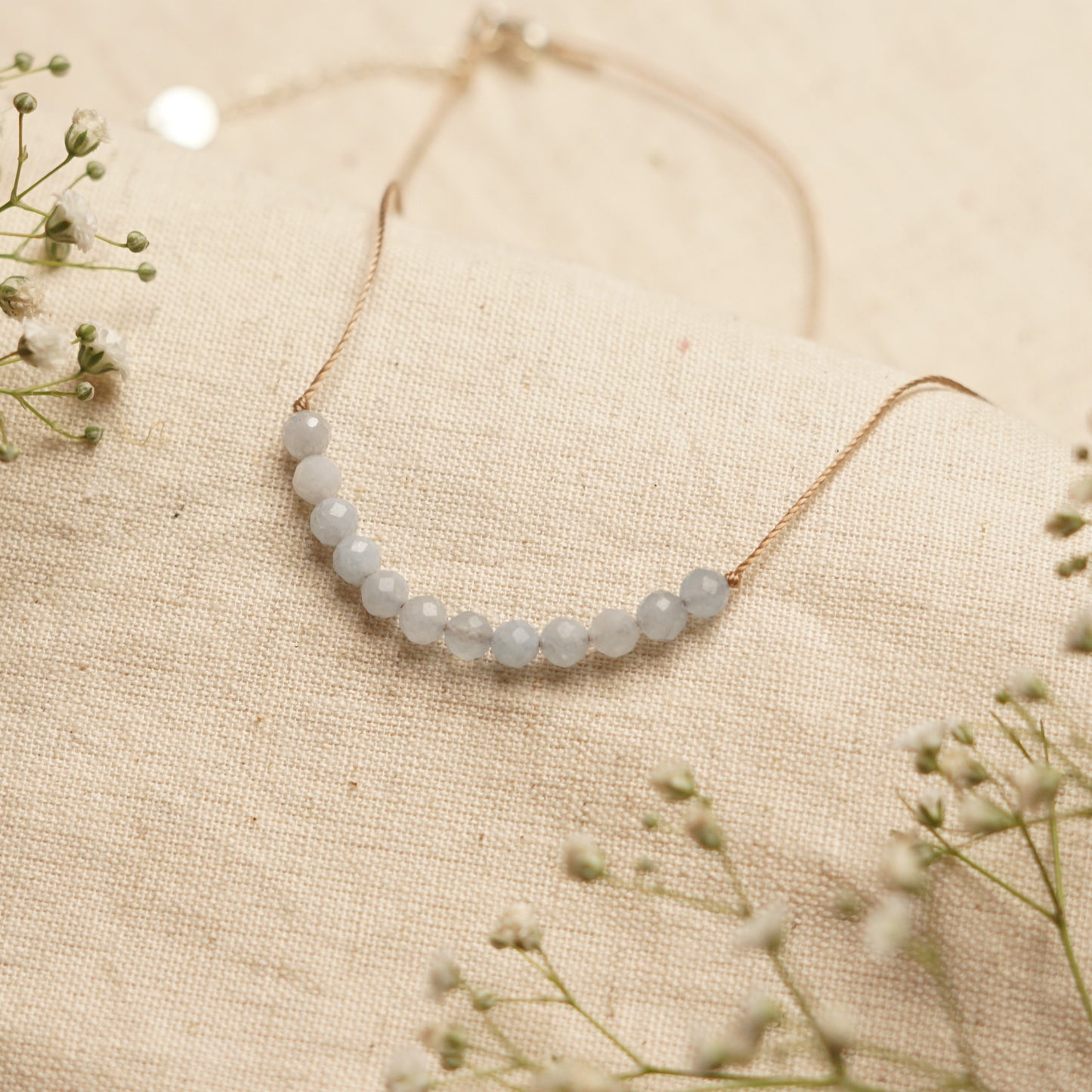 Dainty Aquamarine and Sterling silver Necklace - March Birthstone