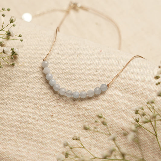 Dainty Aquamarine and Sterling silver Necklace - March Birthstone