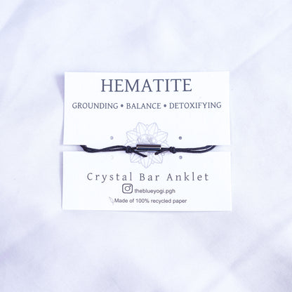 Hematite - Crystal Bar Anklet - Adjustable