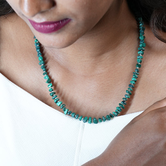 Natural Malachite Chip bead Necklace - adjustable length
