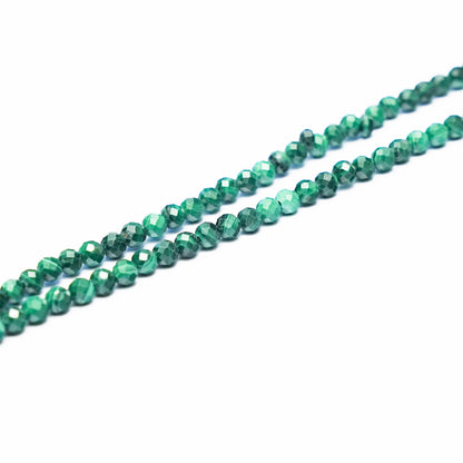Natural Malachite - 4mm Faceted Gemstone strand - Grade AAA