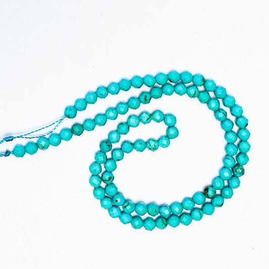 Natural Blue Turquoise - 4mm Faceted Gemstone beads - Grade AAA