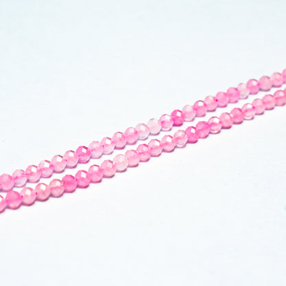 Natural Rose Quartz - 4mm Faceted Gemstone strand- Grade AAA