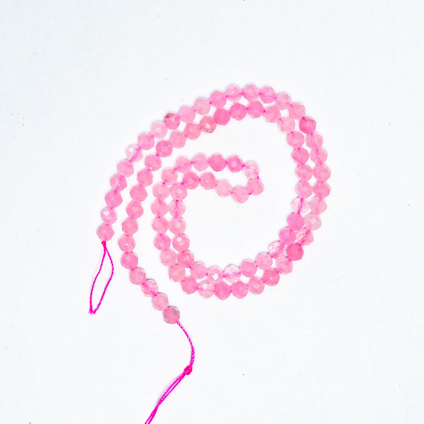Natural Rose Quartz - 4mm Faceted Gemstone strand- Grade AAA