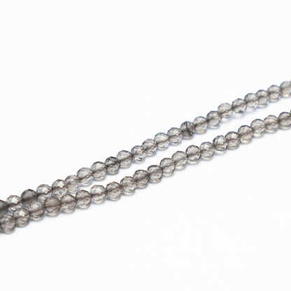 Natural Smoky quartz - 4mm Faceted Gemstone beads - Grade AAA