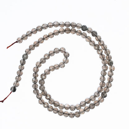 Natural Smoky quartz - 4mm Faceted Gemstone beads - Grade AAA