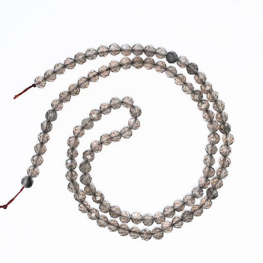 Natural Smoky quartz - 4mm Faceted Gemstone beads - Grade AAA