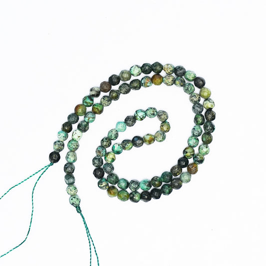 Natural African Turquoise - 4mm Faceted Gemstone strand- Grade AAA