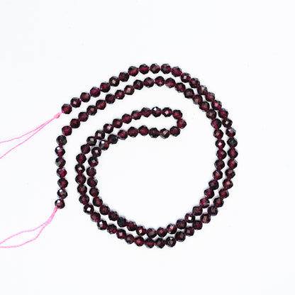 Natural Garnet - 4mm Faceted Gemstone strand- Grade AAA