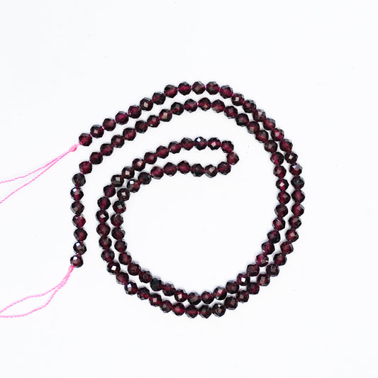 Natural Garnet - 4mm Faceted Gemstone strand- Grade AAA