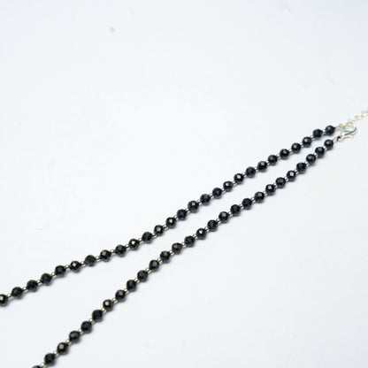 Dainty Faceted Black Tourmaline  Necklace - 4mm Natural Gemstones & Sterling Silver Clasp