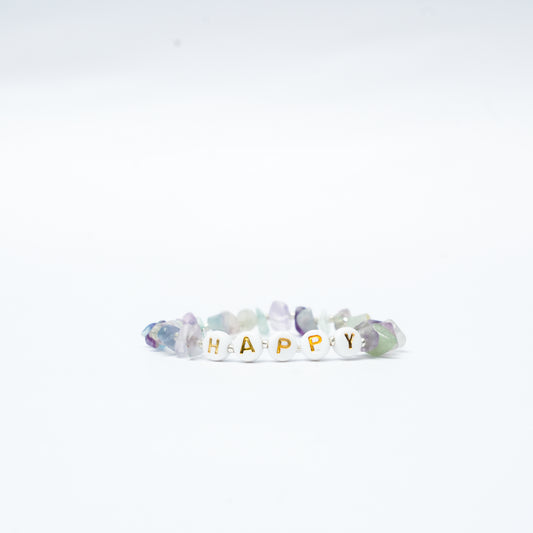 HAPPY -  Fluorite Chip Bracelet