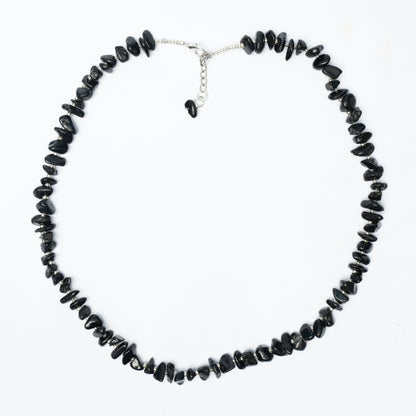 Black Tourmaline Chip bead Necklace - adjustable length