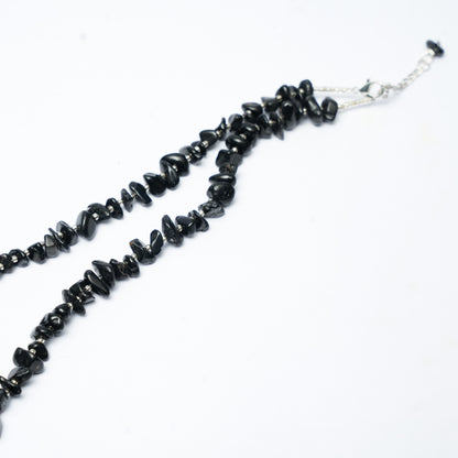 Black Tourmaline Chip bead Necklace - adjustable length
