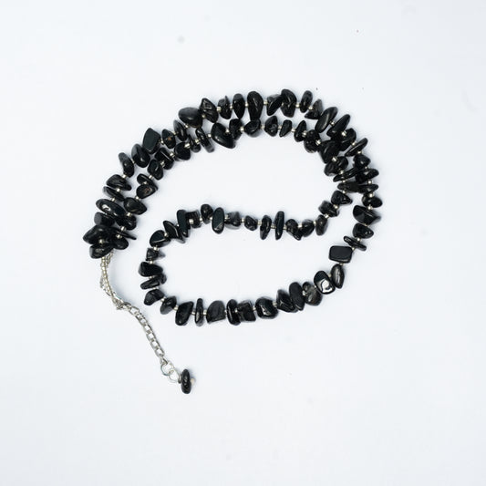 Black Tourmaline Chip bead Necklace - adjustable length