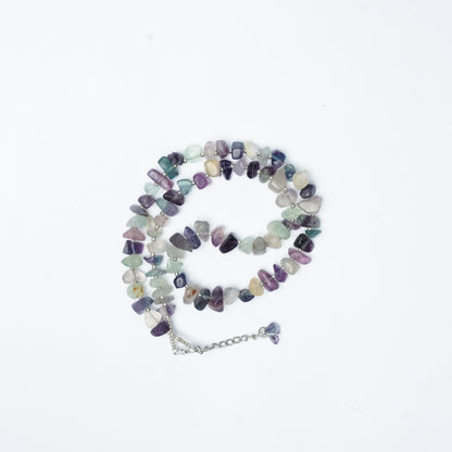 Natural Fluorite Chip bead Necklace - adjustable length