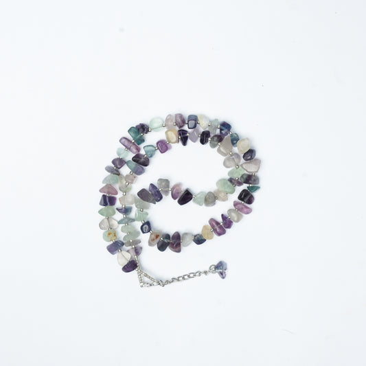 Natural Fluorite Chip bead Necklace - adjustable length