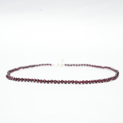Dainty Faceted Garnet Necklace - 4mm Natural Gemstones & Sterling Silver Clasp
