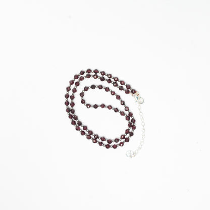 Dainty Faceted Garnet Necklace - 4mm Natural Gemstones & Sterling Silver Clasp