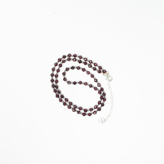Dainty Faceted Garnet Necklace - 4mm Natural Gemstones & Sterling Silver Clasp