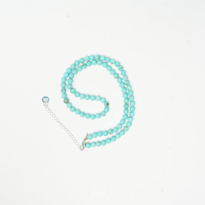 Dainty Faceted Turquoise Necklace - 4mm Natural Gemstones & Sterling Silver Clasp