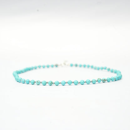 Dainty Faceted Turquoise Necklace - 4mm Natural Gemstones & Sterling Silver Clasp