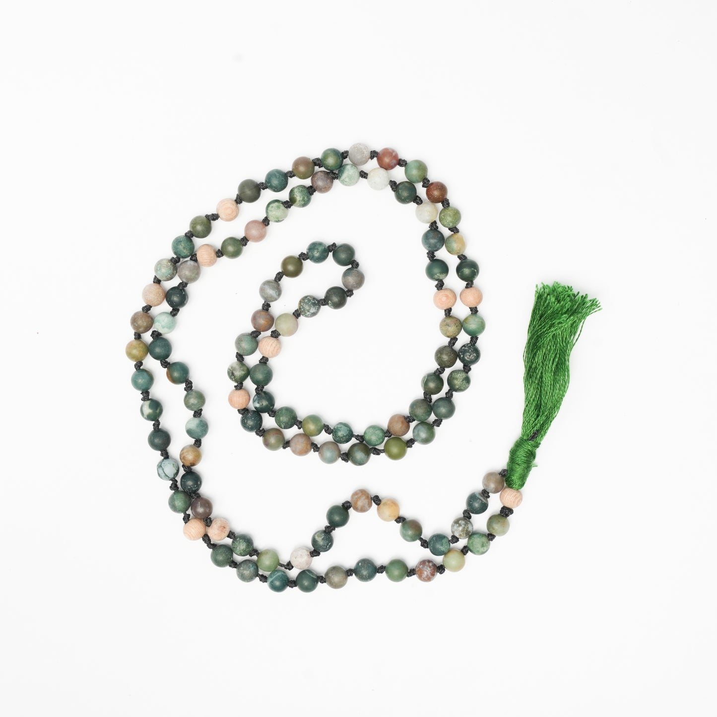 108 Matte Indian Agate and Rosewood Diffuser Mala - 6mm beads