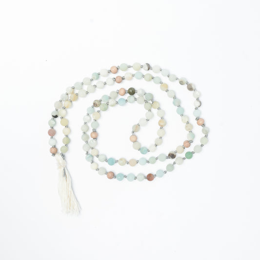 108 Matte Amazonite and Rosewood Diffuser Mala - 6mm beads