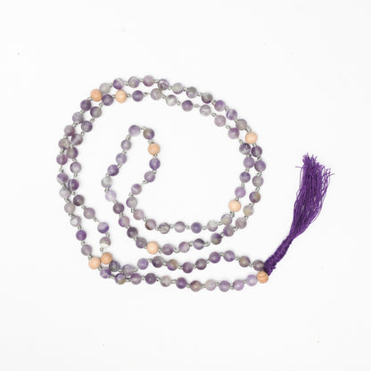 108 Matte Amethyst and Rosewood Diffuser Mala - 6mm beads