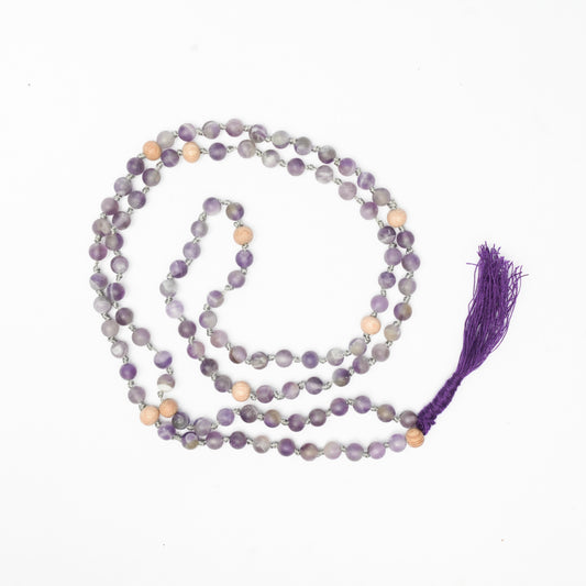 108 Matte Amethyst and Rosewood Diffuser Mala - 6mm beads