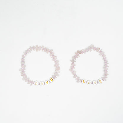 LOVE - Rose Quartz Chip Bracelet