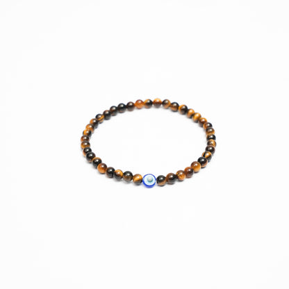 Tiger Eye stretchy Bracelet with an evil eye bead