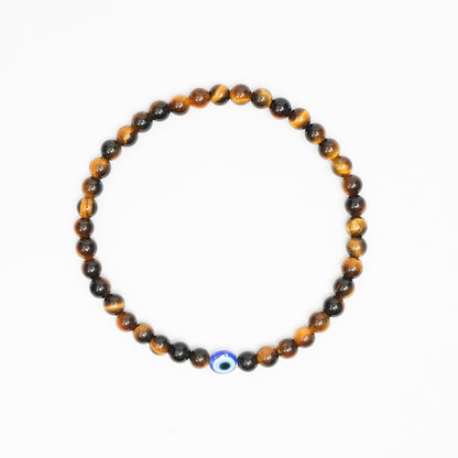 Tiger Eye stretchy Bracelet with an evil eye bead