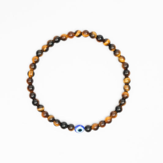Tiger Eye stretchy Bracelet with an evil eye bead