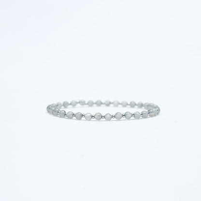 Natural Gray Moonstone Stretchy bracelet with Stainless steel beads
